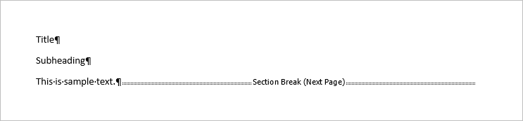 Section break in a Word document.
