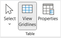View gridlines command in Word Ribbon.