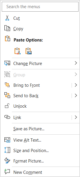 Unlock option for objects in PowerPoint context menu.