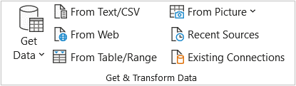 Excel Power Query Get and Transform group in Ribbon.