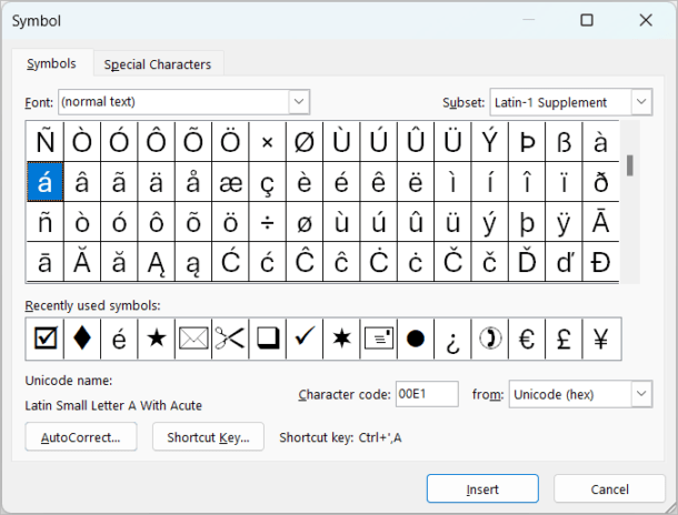 How to Insert or Type A with an Accent Mark in Word (À, Á, Â, Ä, à, á ...