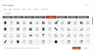 Icon gallery in PowerPoint.