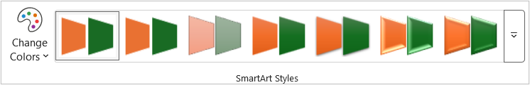 Options to change SmartArt layout in the Ribbon in PowerPoint.